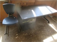Wood and Metal Desk with (3) Chairs