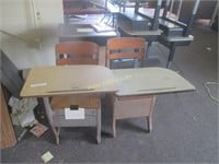 (2) Vintage Metal and Wood Desks