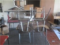 (4) Metal and Wood Student Desks