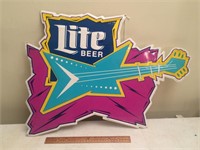 Vintage Miller Lite Guitar Beer Tin Sign
