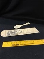 2 pc Scrimshaw and spoon