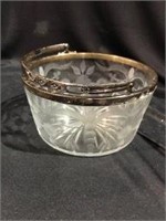Sterling Rim Cut Glass Ice Bucket