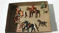 Vintage small metal horses and accessories