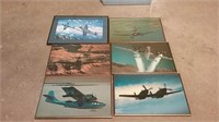 6 framed airplane scenes pictures