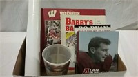 Wisconsin Badgers books, cup and 2007 poster