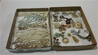 2 boxes miscellaneous jewelry -nice pins and