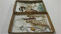 2 boxes miscellaneous jewelry - nice necklaces and