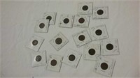 Various  carded coins 1864 two cents, Jefferson