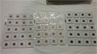 54 wheat pennies carded all 1925 and 1957 -