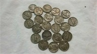 22 War nickels - 1942 - 1945 - various mint marks