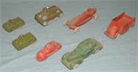 Lot of 7 Assorted Rubber Toy Vehicles