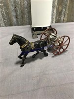 Iron horse w/ cart with bells