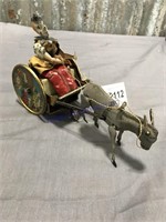 Donkey and cart w/ man tin wind-up