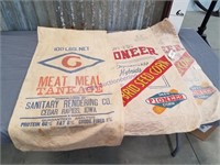 3 cloth sacks, Pioneer(2) and Meat Meal