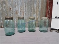 Blue quart jars w/ zinc lids