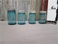 Blue pint jars w/ zinc lids