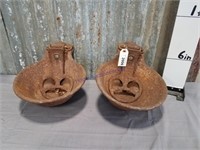 Louden cast iron cattle watering bowls, pair