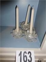 Set of 3 glass candle holders with candles