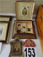 Very old box w/ beaded picture frame, Palace