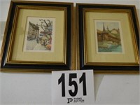 Pair of 8x9 matted and framed prints