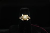 Ladies Antique Platinum & Diamond, Pearl Ring