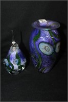 2pc Art Glass Vase & Perfume bottle by Eckhart