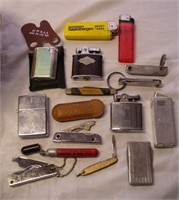 Vtg Lighters(Ronson) & 12kt Italian Pocket Knife