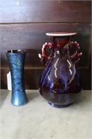 Hand Blown Vase by Laugharne & Chinese Oxblood