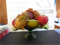 Retro footed scallop glass dish with fruit