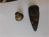 Oriental design wall pocket - brass bell