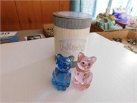 Fenton Hugs for You glass cats, pink - blue
