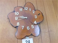 Cypress wood wall clock, battery operated, 15 x