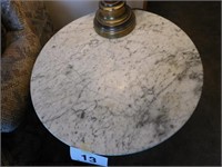 Marble top lamp table, interesting pedestal, very