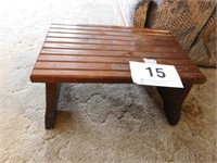 Wooden footstool, 15" x 9 1/2" x 7"