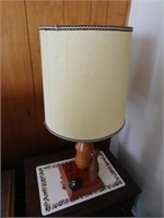 Kitschy bowling theme table lamp with shade, 29"T