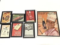 Lot of Seven Framed Vintage Advertisements