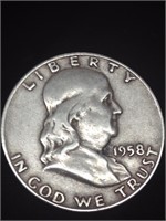 1958 Franklin Half Dollar - 90% Silver