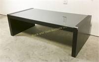 Glass top wooden base table