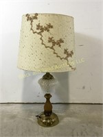Vintage wooden and glass table lamp