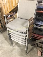 Lot of Six Globe Furniture Gray Stacking Chairs