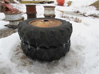 (2) 18.4/38" Firestone Tires On 9-bolt Dual Rims