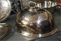 Silver Plate Food Dome and Engraved Tray