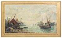 (RTC) Signed Hamil O/C Harbor Scene w/ Ships