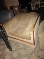 Upholstered occasional chair. Measures 38" wide.