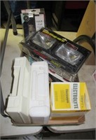 Various car & trailer lights, first aid kits,