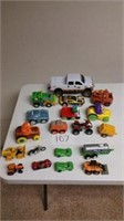 TOY VEHICLES, LOTS OF MISC.