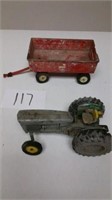 METAL TRACTOR & WAGON...NEEDS CLEANED