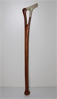 SOLID WOOD WALKING STICK WITH ANTLER HANDLE