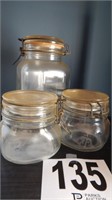 SET OF 3 GLASS CANISTERS