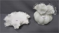 Fenton Silver Crest Melon Vase 5" & 7" Low Bowl